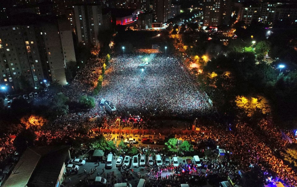  Tens of thousands came out to celebrate the stunning win - the second in a matter of months for Imamoglu, after the initial vote was deemed void