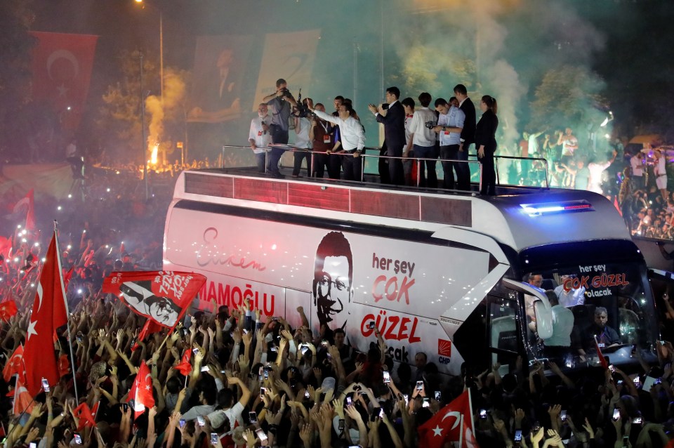  Imamoglu addressed his supporters in Istanbul after winning by 54 per cent to 45 per cent