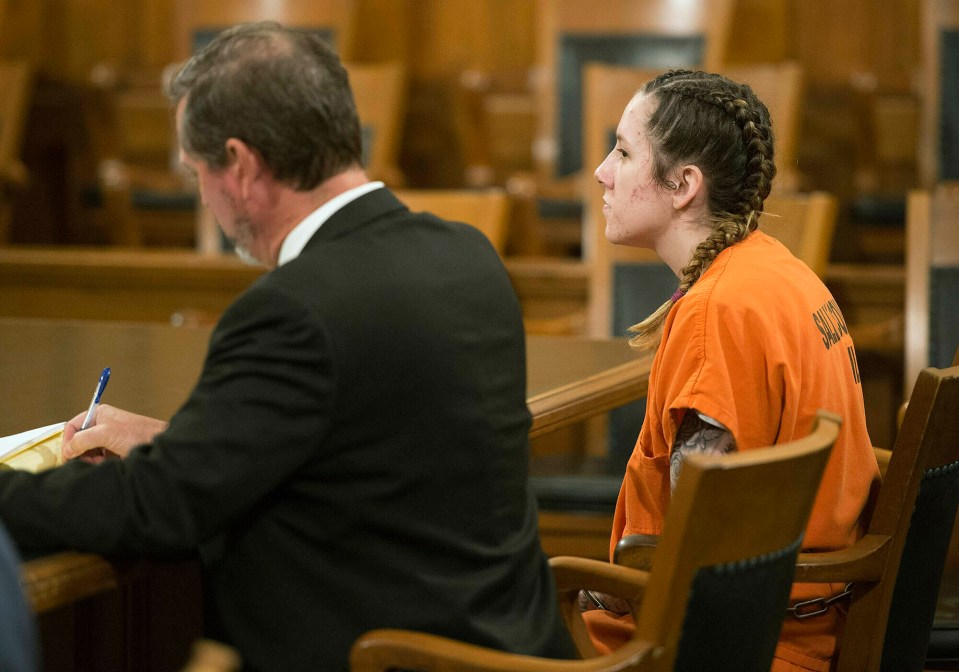  Bailey Boswell listens during a hearing in Saline County Court in Nebraska in August 2018