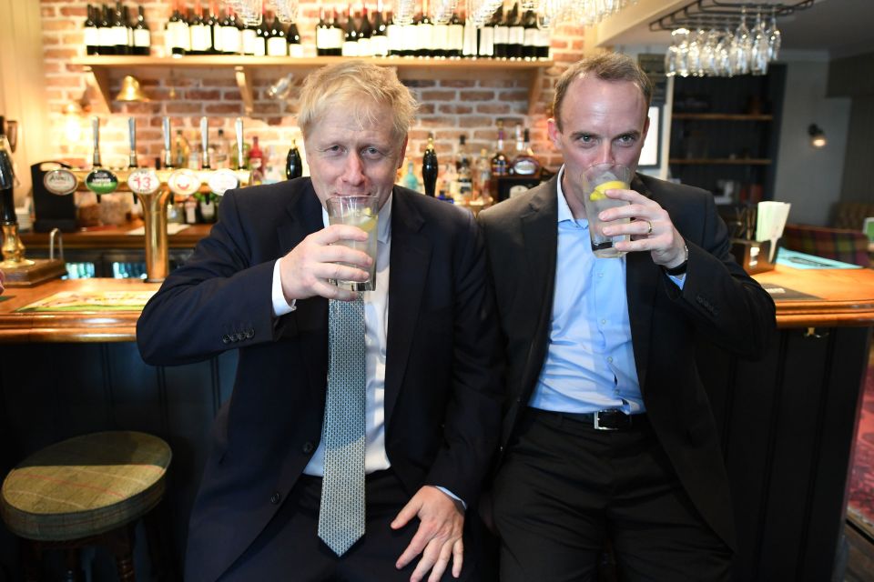  The Tory leadership hopeful took time out for a drink with supporter Dominic Raab