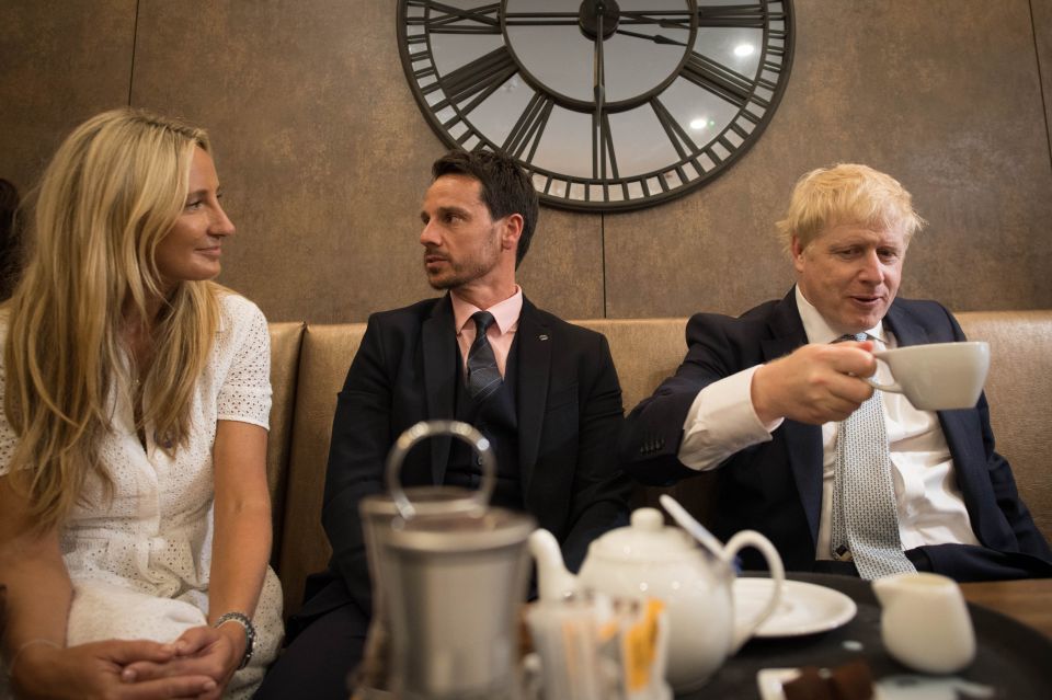  Boris take a tea break with local businesses in Oxshott