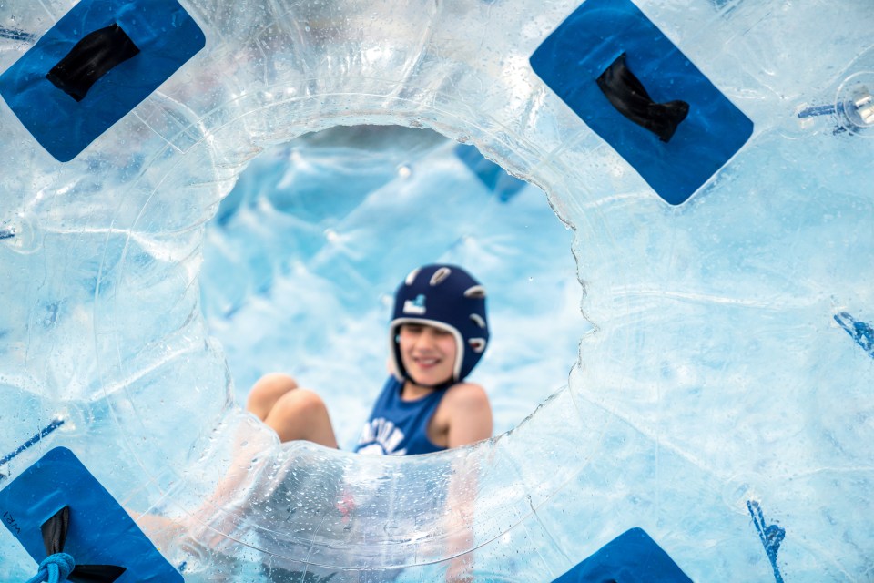  The kids should enjoy experiencing a water roller