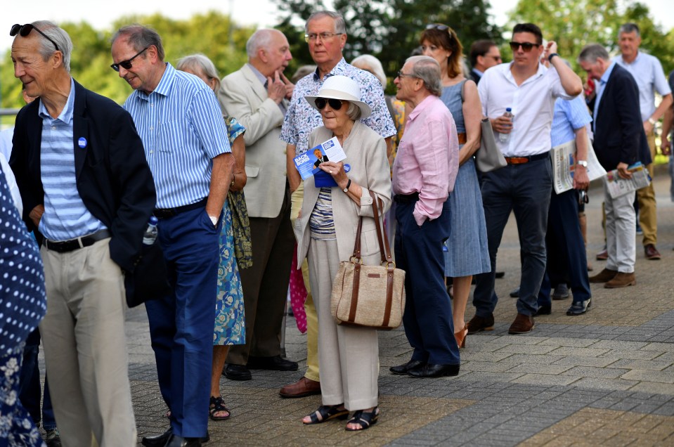  Tory activists queuing for the hustings in Exeter