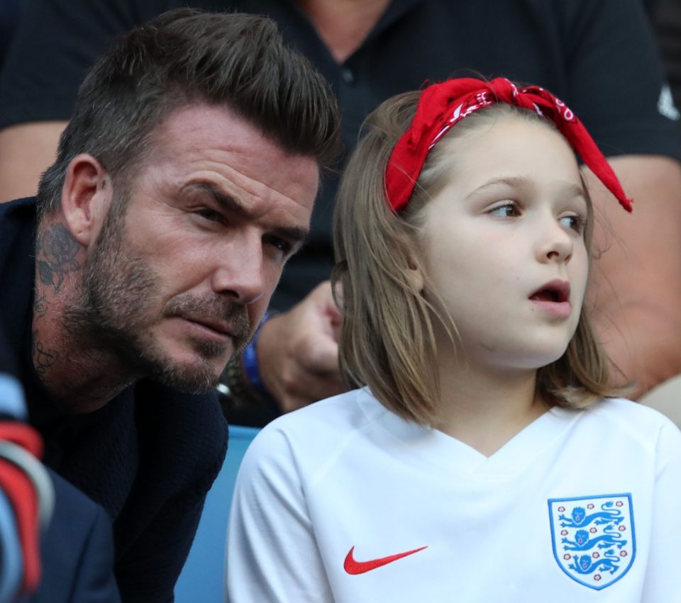  David Beckham and Harper supporting the Lionesses