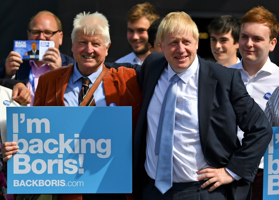  Boris Johnson posing with dad Stanley ahead of today's hustings in Exeter