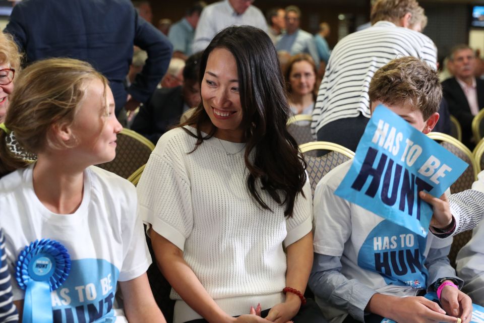  Mr Hunt's wife Lucia watching in the audience