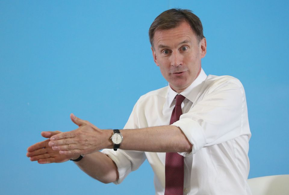  Jeremy Hunt on stage in front of activists