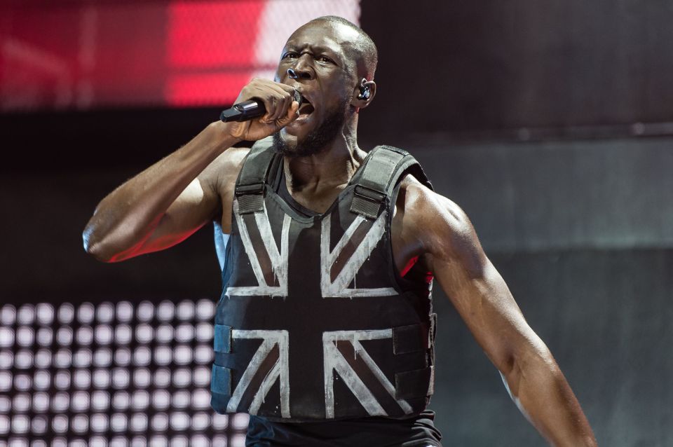  Stormzy took to Glastonbury's Pyramid stage wearing a stab vest emblazoned with the Union Jack