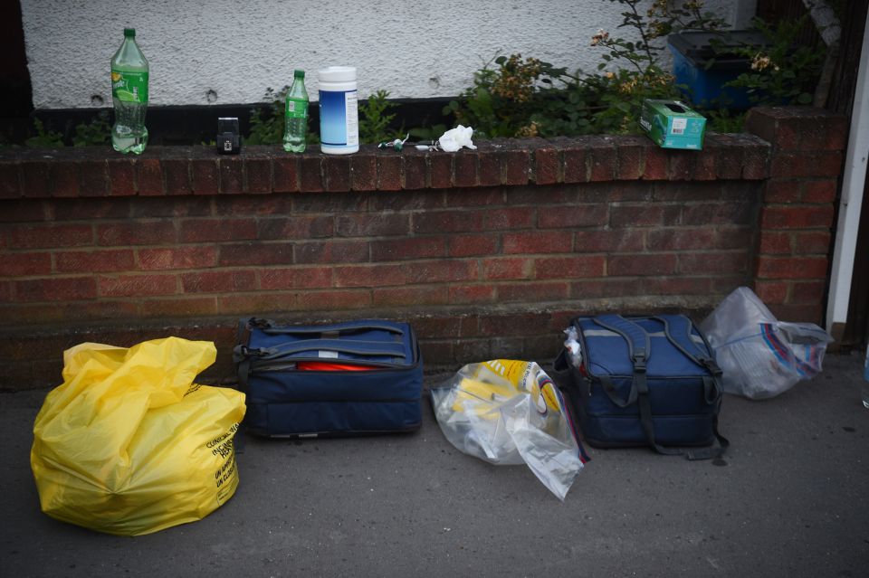  Forensic bags at the scene in Raymead Avenue, Thornton Heath, on Saturday night