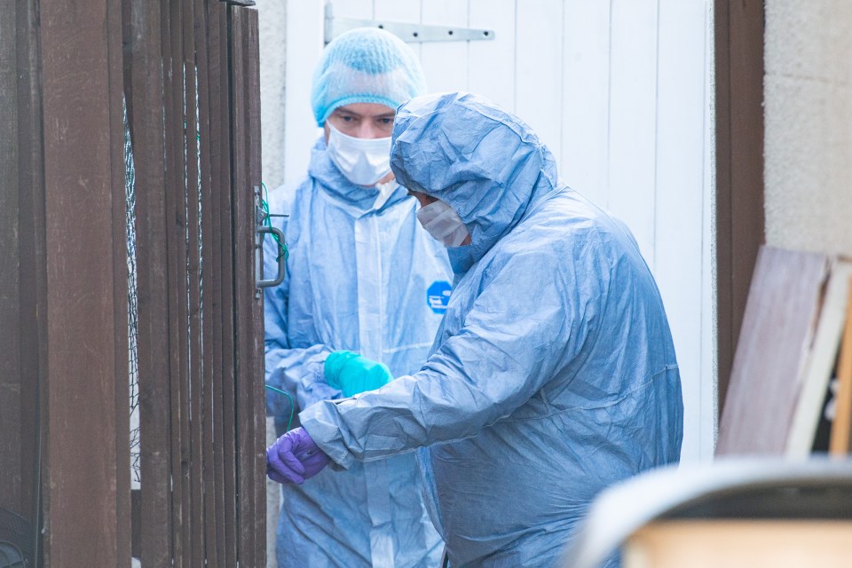 Forensic officers outside the home in Thornton Heath today