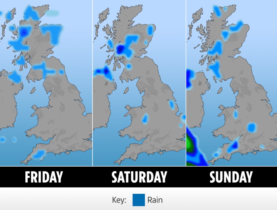  Friday and Saturday are set to be sunny before rains arrive on Sunday