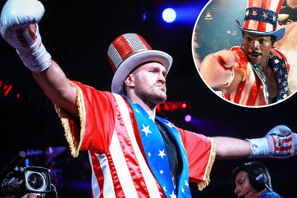  Tyson Fury dressed like Rocky character Apollo Creed for his ring walk