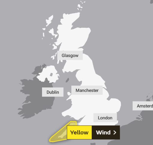 The Met Office issued a severe warning for wind in the south-west for today and tomorrow