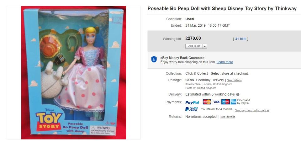  It attracted 41 bids and sold for £270 on eBay