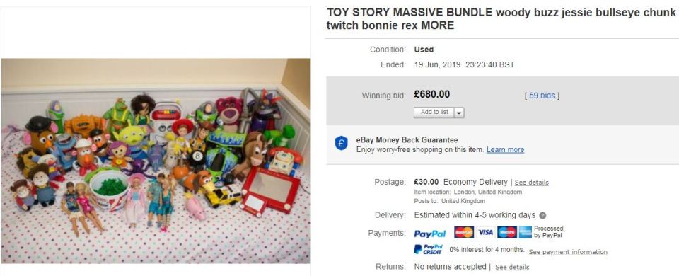  The toys didn't have their boxes and they still sold for a small fortune