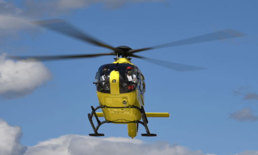  This helicopter flew in to Roanne, France, to whisk Chris Froome to hospital