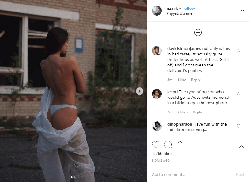  Social media influencers have been criticised for posing for "insensitive" photos in Chernobyl