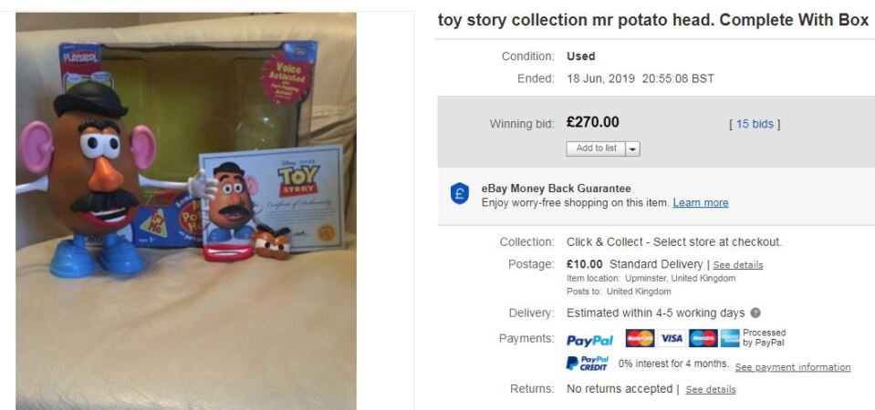  It ended up selling for £270 after getting 15 bids