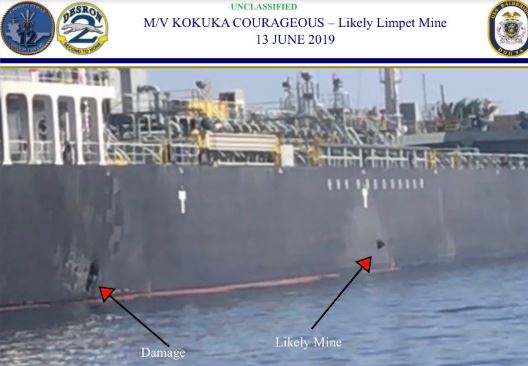 The Pentagon released this image which is says shows Iranian involvement in the oil tanker attacks