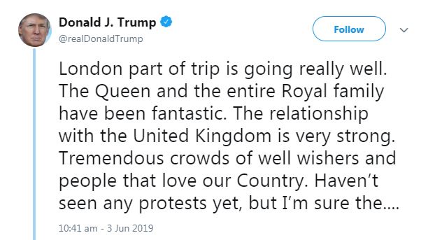  Mr Trump praised the Royal Family after spending the day with various members