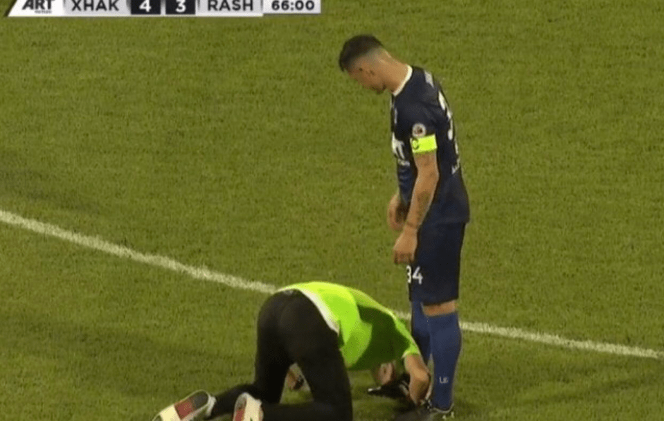  Granit Xhaka had his foot kissed by a fan while playing in a friendly in Kosovo