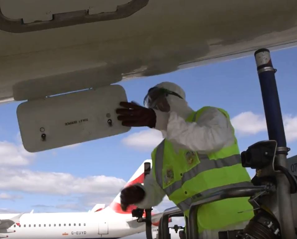 While the interior is being cleaned, crew are also refilling the fuel and the water underneath