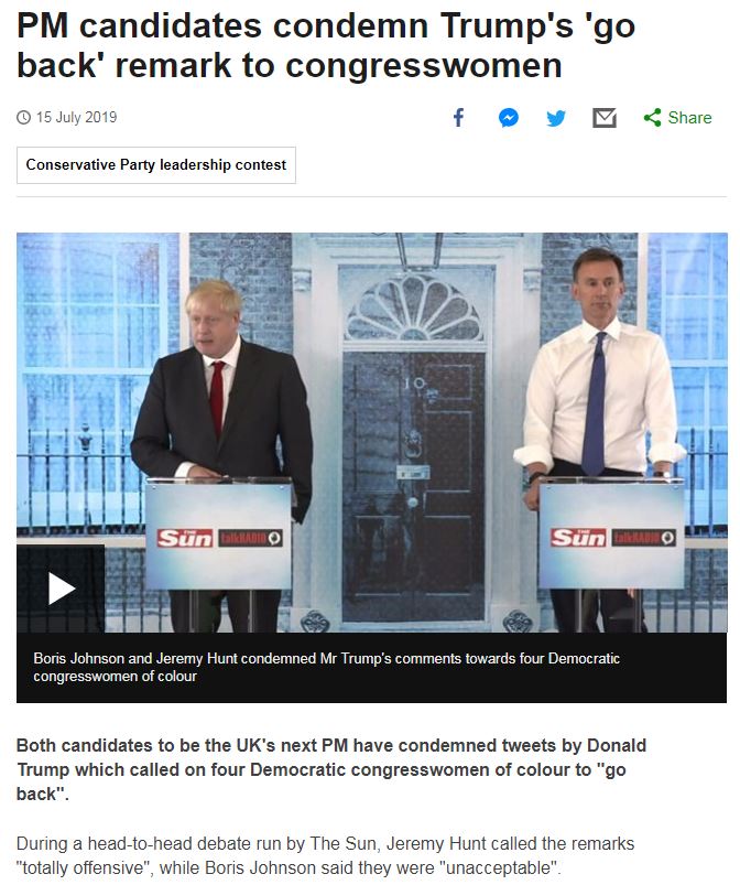  The BBC website also carried coverage of the debate