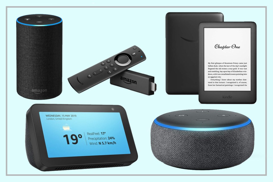 Amazon Fire Stick, Kindle, Echo speaker and Echo Spot