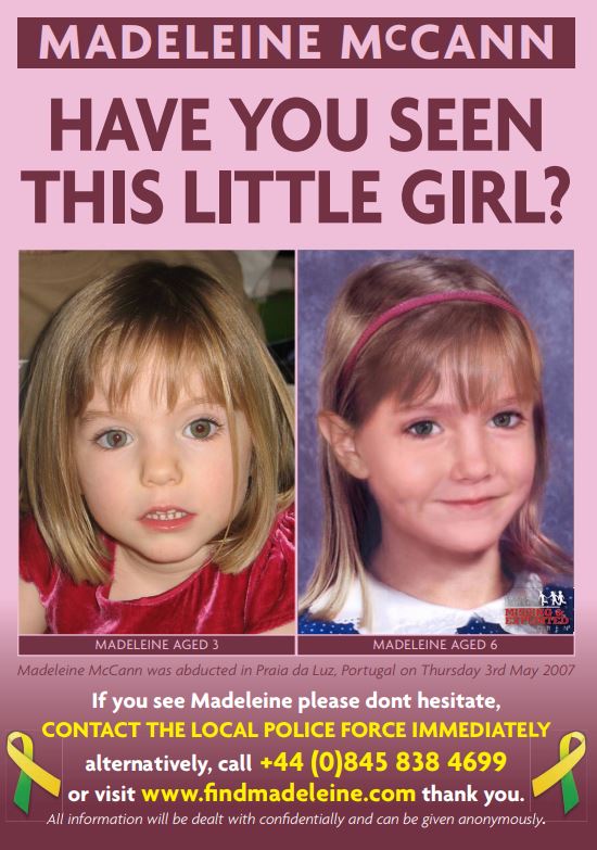  Brit holidaymakers are being urged to put up posters of missing Madeleine when they go abroad this summer