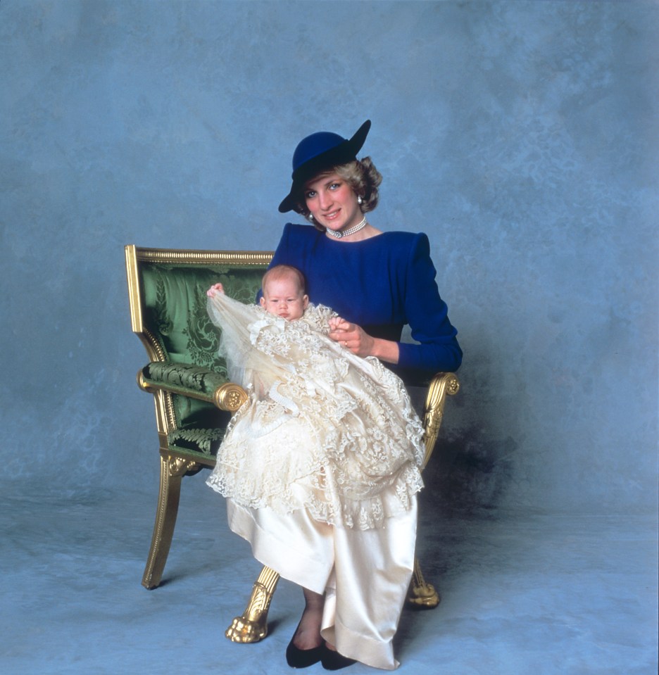  Prince Harry pictured with his mother Princess Diana at his christening in 1984