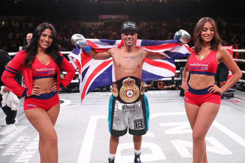  Former Team GB Olympian Yafai celebrated his latest win with two ring girls