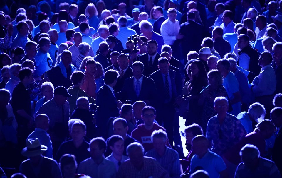  The 5,000-strong crowd a the Brexit Party rally yesterday