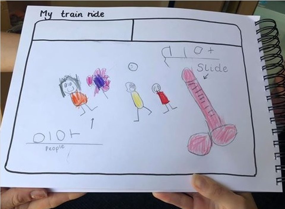  Mum Amelia Barnhouse was mortified when her daughter's nursery pulled her aside to discuss her drawing of a 'slide'