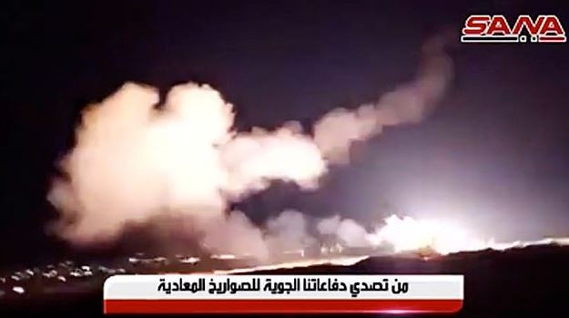  Syrian forces launch defensive missiles during the Israeli airstrikes - one of the missiles landed in Cyprus