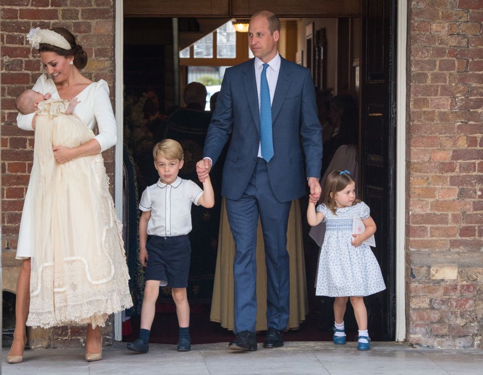  The Cambridge family pictured leaving the Chapel in Central London