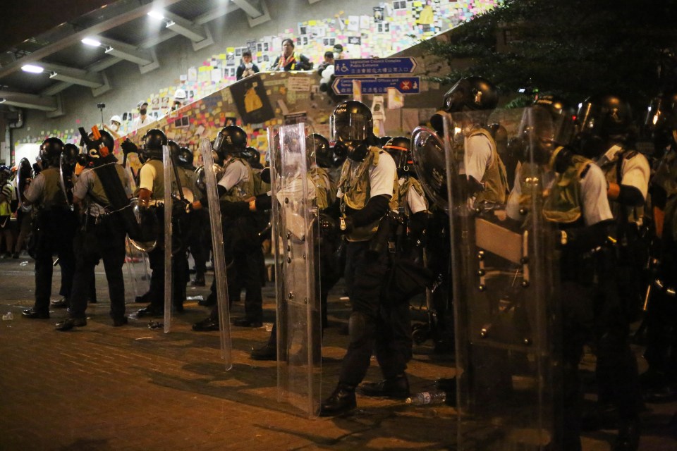  Authorities in Hong Kong have deployed riot police to disperse protests