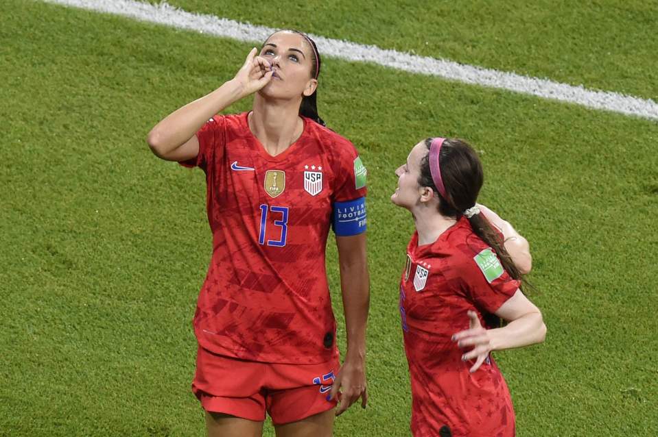  USA's Alex Morgan annoyed people by miming the act of drinking tea after being England during the World Cup