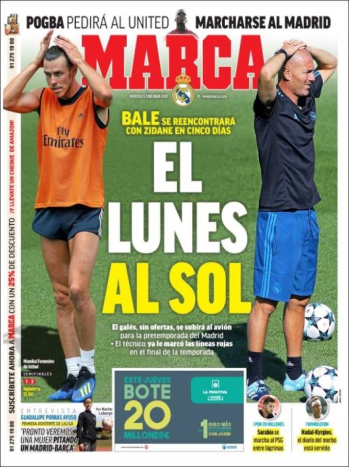  Marca claim Gareth Bale and Zinedine Zidane are in for a frosty meeting on Monday