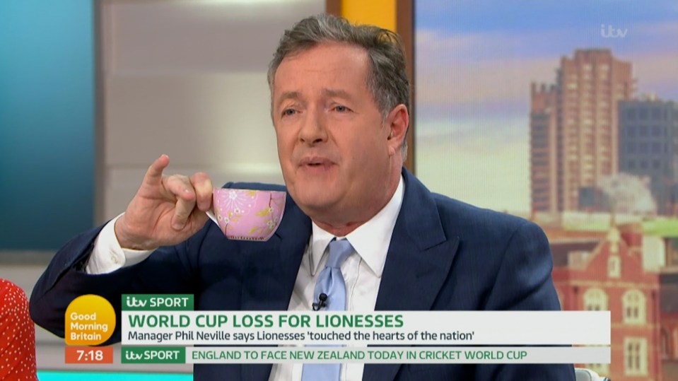  Piers Morgan mocked the way the US striker mimed drinking tea after the 'cocky' goal celebration