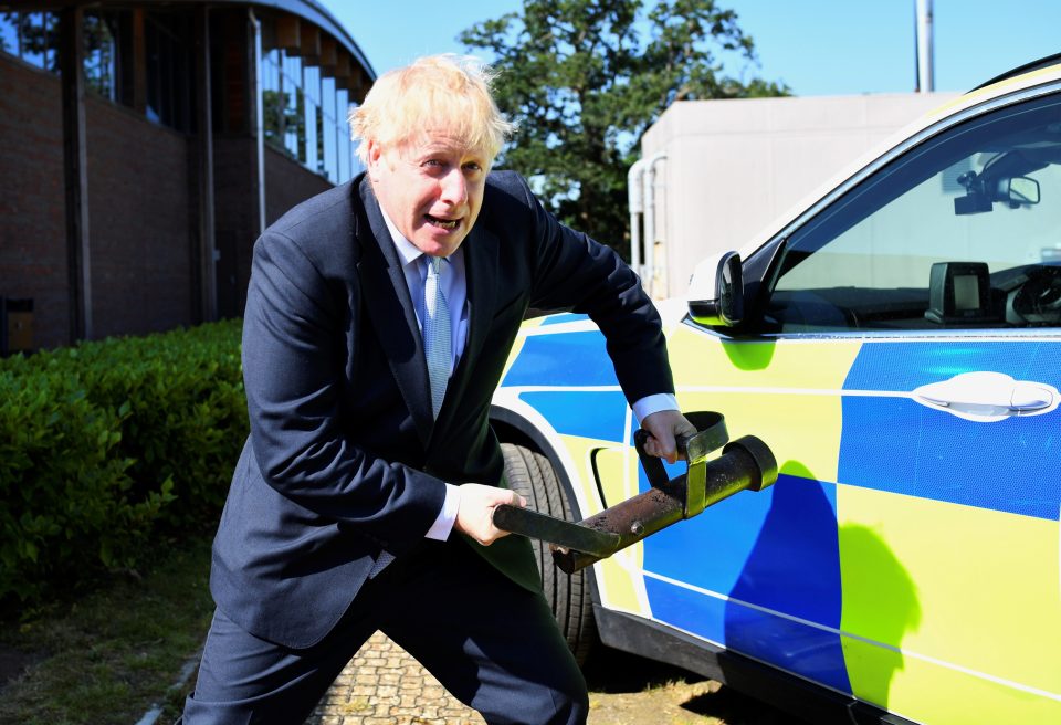  Boris Johnson visits the Thames Valley Police Training Centre this morning