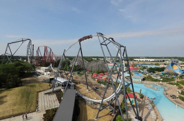 The record-breaking Maxx Force rollercoaster has opened at Six Flags Great America