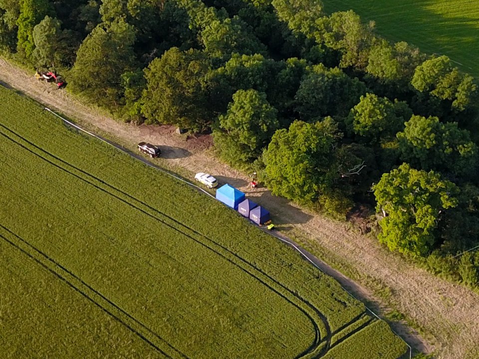  An aerial shot of the excavation scene in Worcestershire