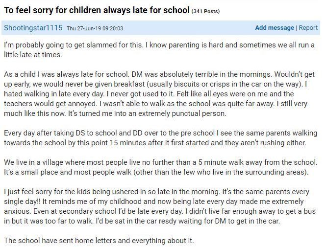 The mum told how being 'late everyday made me extremely anxious'