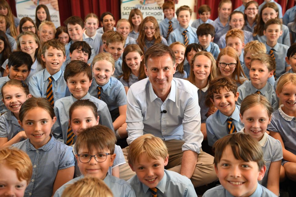  Mr Hunt visiting a primary school as part of his campaign to be the next PM