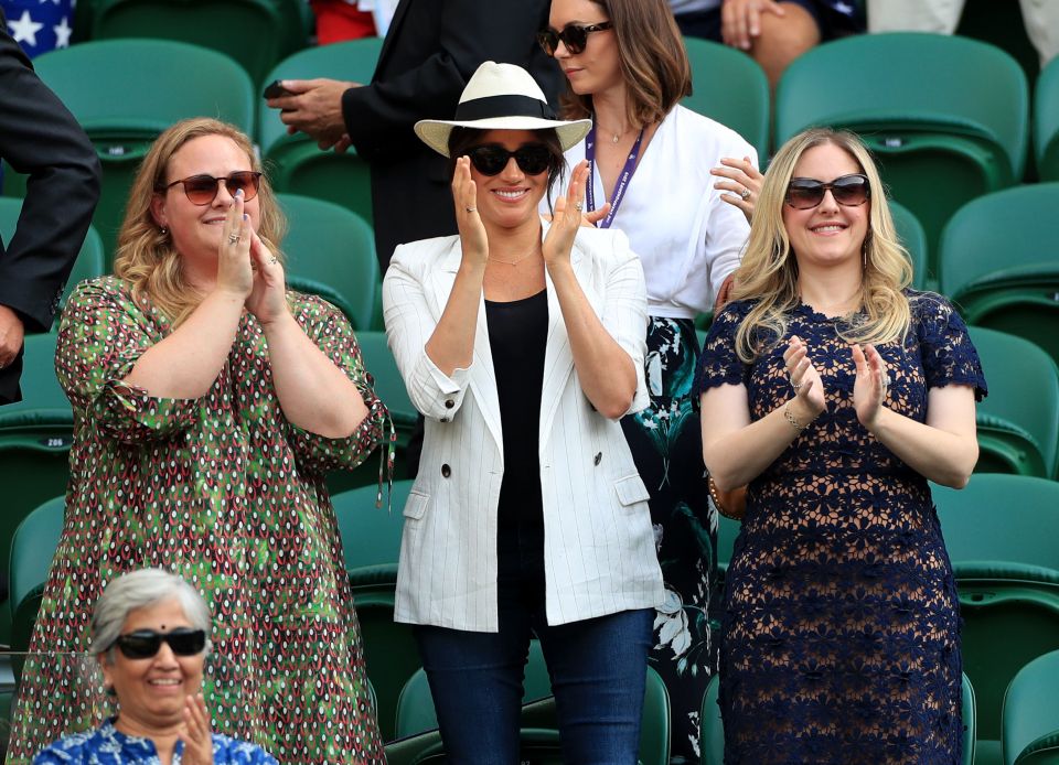  Meghan appeared at Wimbledon yesterday with university friends Lindsay Roth and Genevieve Hillis