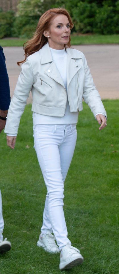 Geri wore white leather while at a London festival in July