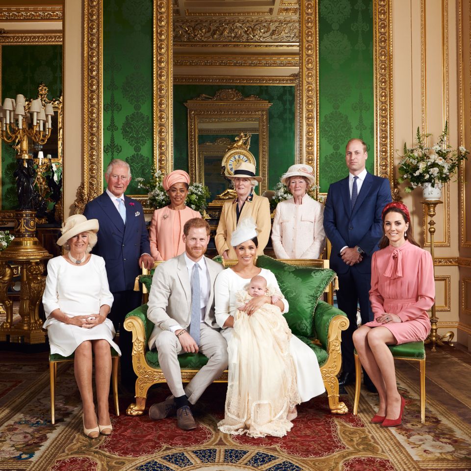 The Royal Family pose to mark Archie's christening