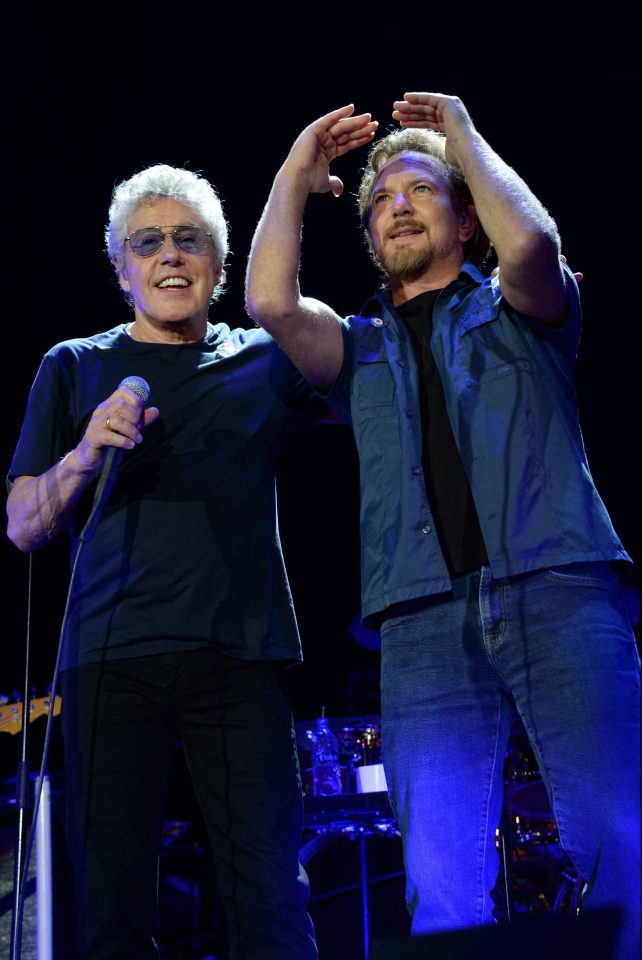 The Who's founding member singer Roger Daltrey with Eddie Vedder