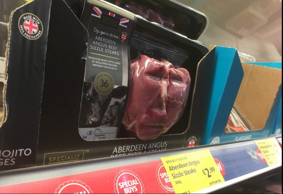  A shopper spotted Vladimir Putin's face on an Aberdeen Angus steak from Aldi