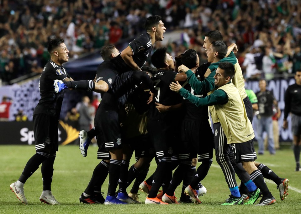  The Mexican squad went crazy after scoring the winner in the 73rd minute